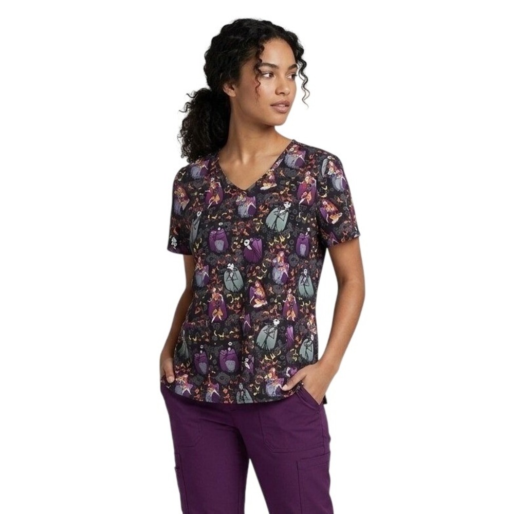 Disney Tim Burton Nightmare Before Christmas Scrub Shirt 2XL Halloween
